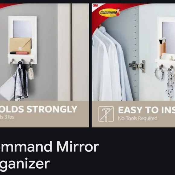 Command Wall mirror 🪞 with hooks organizer 🔑 🚗🏠 💌 - Picture 2 of 7
